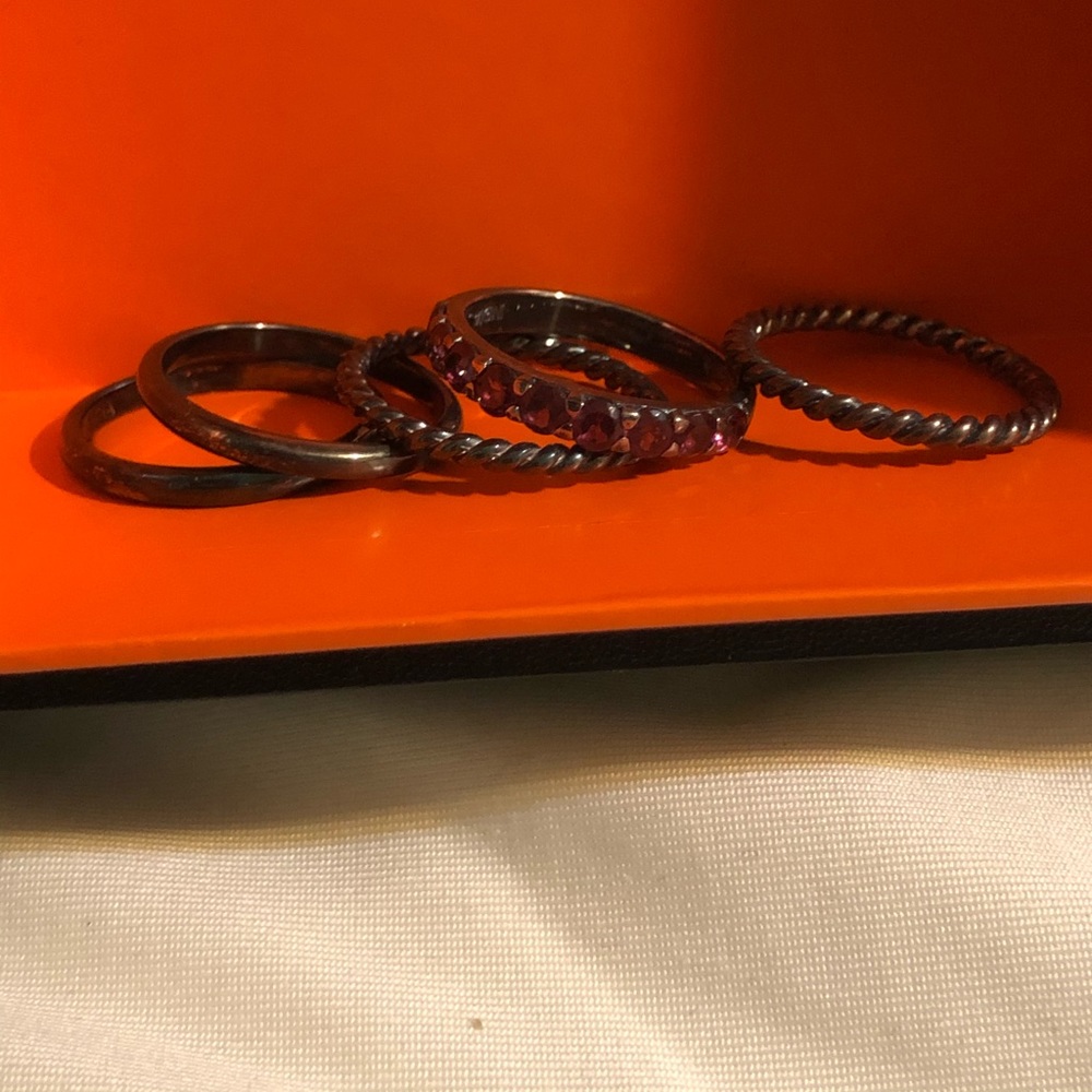 5 silver stack rings